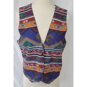 Vintage 80s Vest Southwestern Western Tribal Top